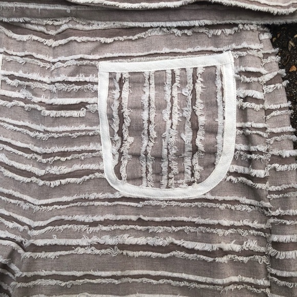 Moon River tan boho linen blend bell sleeve top/short set rainbow tassels sz S/L - Picture 4 of 10